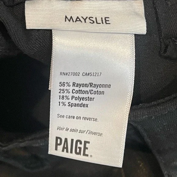 Paige Straight Ankle Mayslie Black Fog Luxe Coated Jeans Size 25 NWOT